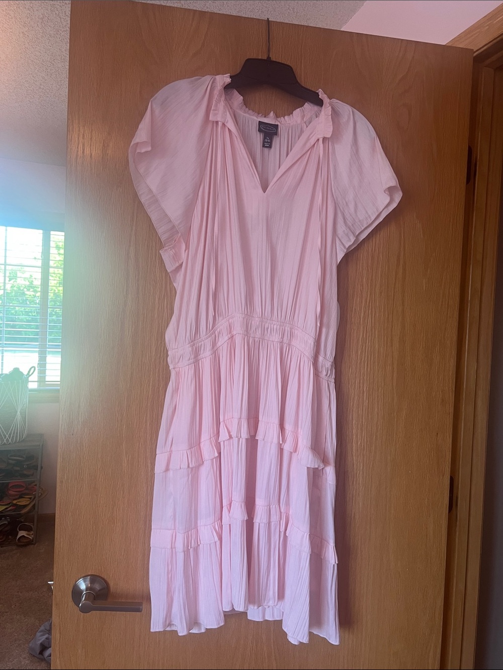 Light Pink Tiered V-Neck Summer Dress